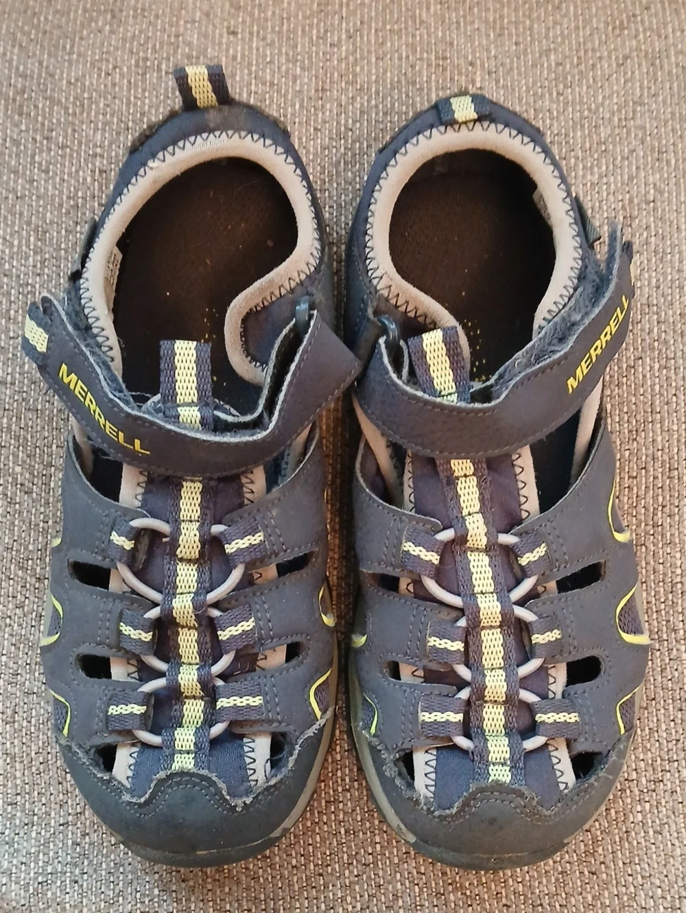 Boys Merrell M-Hydro H20 Sandal NV/LM, Navy Blue Water Sandal, Size 1 M